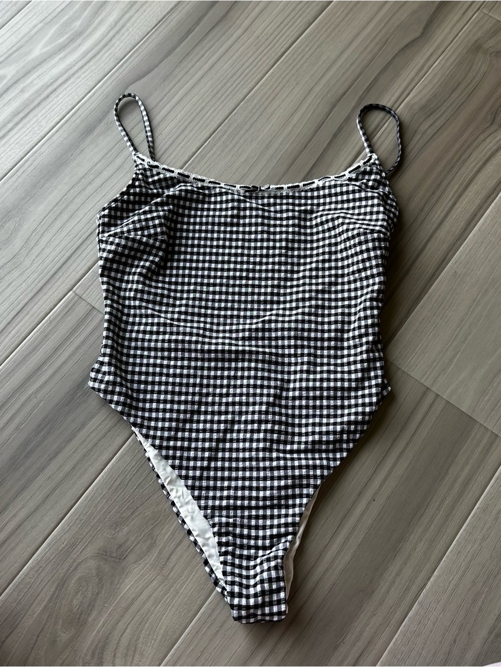 Frankie's Bikinis Black and White Gingham One-Piece Swimsuit